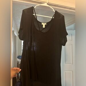 Tilly’s trendy black t shirt with strap detail on the chest area